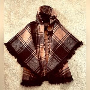 Hooded Plaid Cape